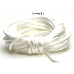 4-20 Metres Bridal White Rattail Silky Satin Cord 2mm ~ Ideal For Kumihimo, Macrame, Braiding & Shamballa Designs ~ Craft Essentials